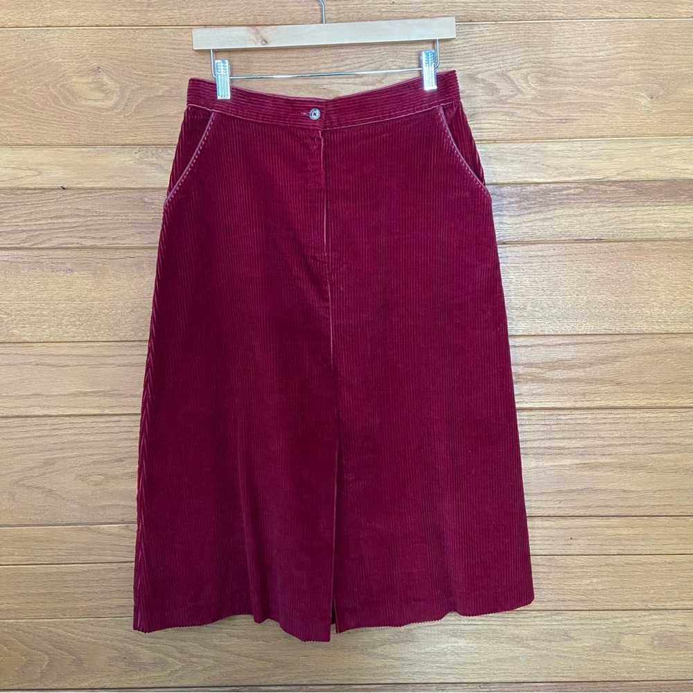 Vintage 80s White Stag red corduroy midi skirt